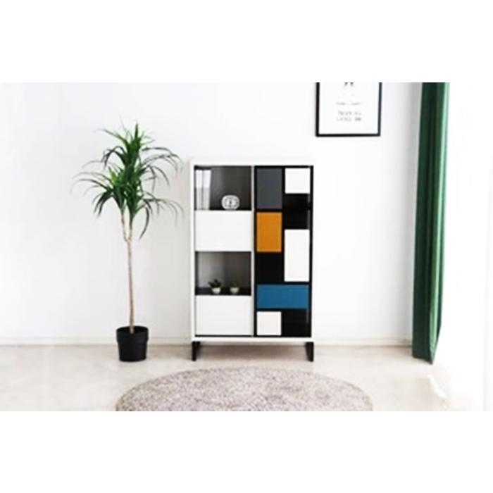 キャビネット コンソール 日本製 サイドラック サイドボード モンドール おしゃれ 北欧 モダン ヨーロピアン 幾何学的 モンドリアン柄 マルチカラー 一人暮らし | ブランド登録なし | 01