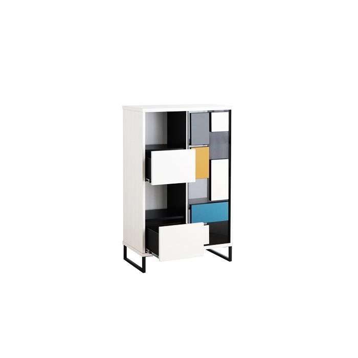 キャビネット コンソール 日本製 サイドラック サイドボード モンドール おしゃれ 北欧 モダン ヨーロピアン 幾何学的 モンドリアン柄 マルチカラー 一人暮らし | ブランド登録なし | 04