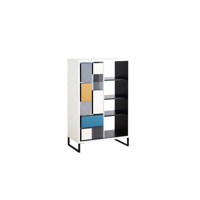 キャビネット コンソール 日本製 サイドラック サイドボード モンドール おしゃれ 北欧 モダン ヨーロピアン 幾何学的 モンドリアン柄 マルチカラー 一人暮らし | ブランド登録なし | 05