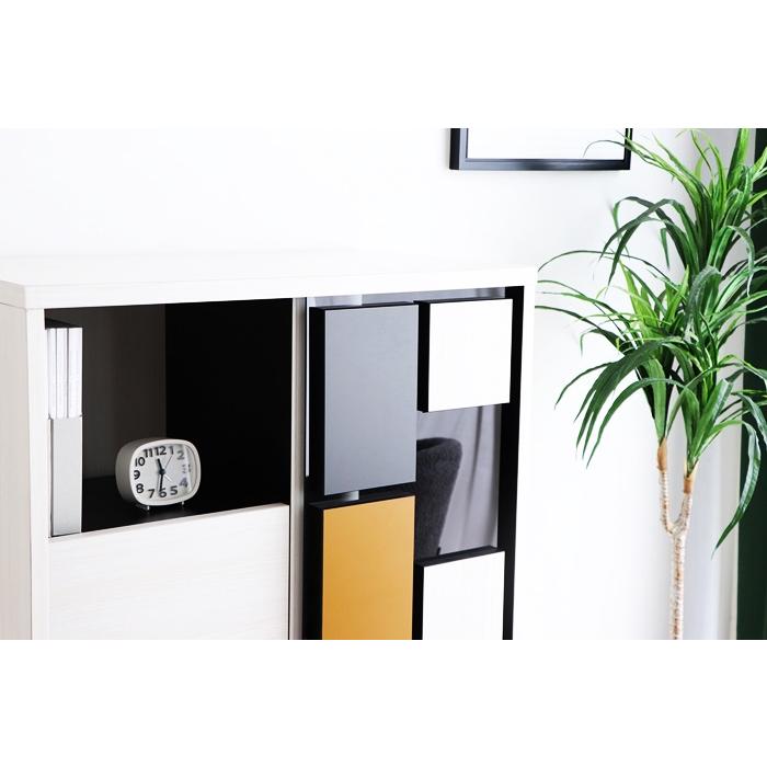 キャビネット コンソール 日本製 サイドラック サイドボード モンドール おしゃれ 北欧 モダン ヨーロピアン 幾何学的 モンドリアン柄 マルチカラー 一人暮らし | ブランド登録なし | 07