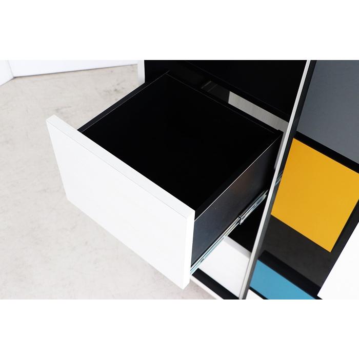 キャビネット コンソール 日本製 サイドラック サイドボード モンドール おしゃれ 北欧 モダン ヨーロピアン 幾何学的 モンドリアン柄 マルチカラー 一人暮らし | ブランド登録なし | 08