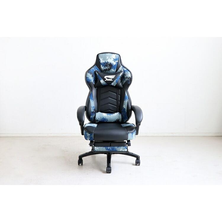 SeAGA-03 サバイバーオフィスチェア BL リクライニング フットレスト カモフラ柄 ゲーミングチェア パソコンチェア ワークチェアー キャスター | 