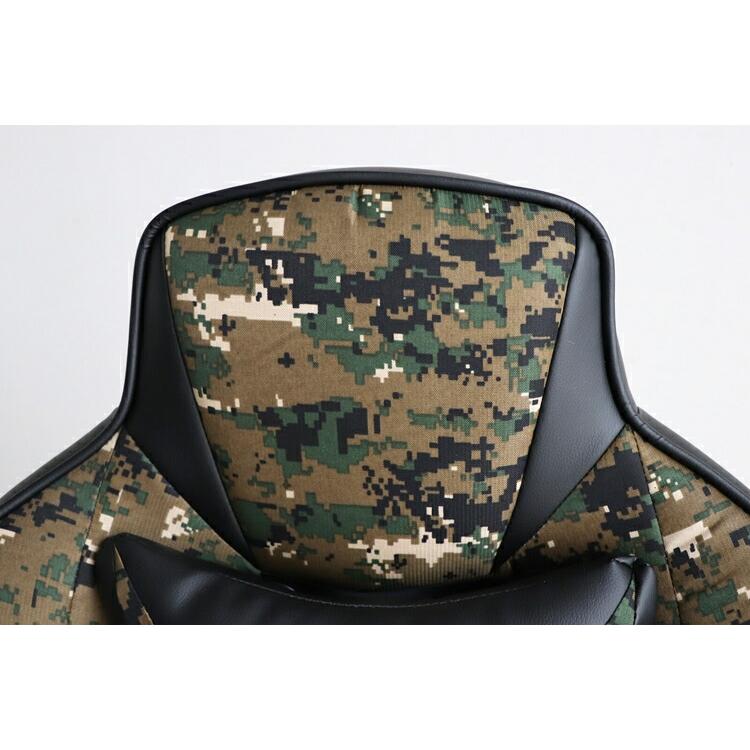 SeAGA-03 サバイバーオフィスチェア GR リクライニング フットレスト カモフラ柄 ゲーミングチェア パソコンチェア ワークチェアー キャスター｜10