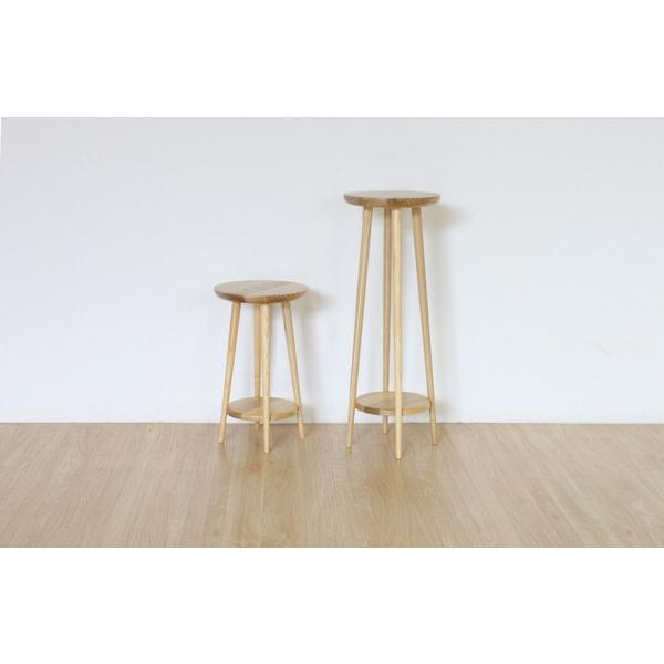 花台 丸 高さ50cm サイドテーブル ナイトテーブル 木製 無垢 高級感 ソファー横 ベッド おしゃれ 北欧 モダン 飾り棚 フラワースタンド | 