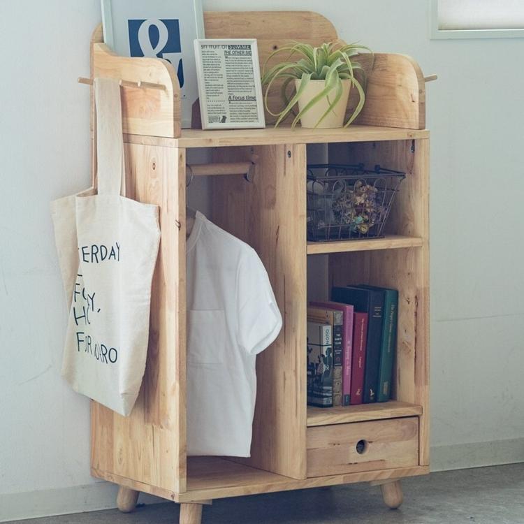 ハンガーラック付きの天然木製収納 NATURAL SIGNATURE オープンロッカー ランドセルラック 2人用 おしゃれ 子供部屋 スリム |  | 02