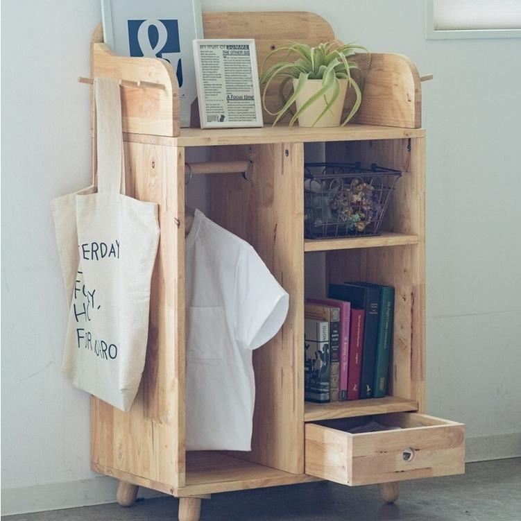 ハンガーラック付きの天然木製収納 NATURAL SIGNATURE オープンロッカー ランドセルラック 2人用 おしゃれ 子供部屋 スリム |  | 03