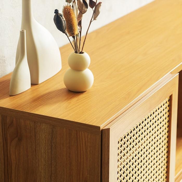 キャビネット コンソール 90cm ラタン風 ナチュラル おしゃれ 北欧 和モダン アジアン カントリー 木製 レトロ ヴィンテージ リビング収納 モダン 電話台 FAX台 | ブランド登録なし | 10