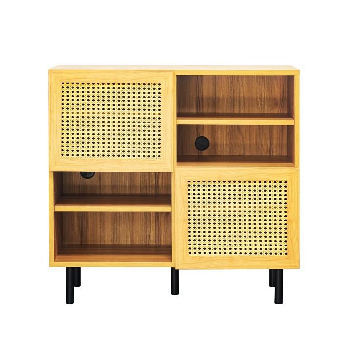 キャビネット コンソール 90cm ラタン風 ナチュラル おしゃれ 北欧 和モダン アジアン カントリー 木製 レトロ ヴィンテージ リビング収納 モダン 電話台 FAX台 | ブランド登録なし | 01