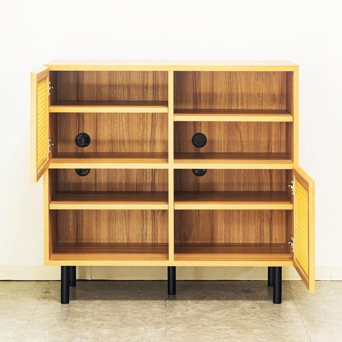 キャビネット コンソール 90cm ラタン風 ナチュラル おしゃれ 北欧 和モダン アジアン カントリー 木製 レトロ ヴィンテージ リビング収納 モダン 電話台 FAX台 | ブランド登録なし | 03