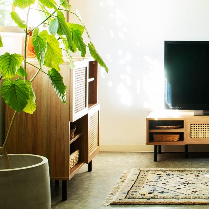 キャビネット コンソール 90cm ラタン風 ナチュラル おしゃれ 北欧 和モダン アジアン カントリー 木製 レトロ ヴィンテージ リビング収納 モダン 電話台 FAX台 | ブランド登録なし | 09