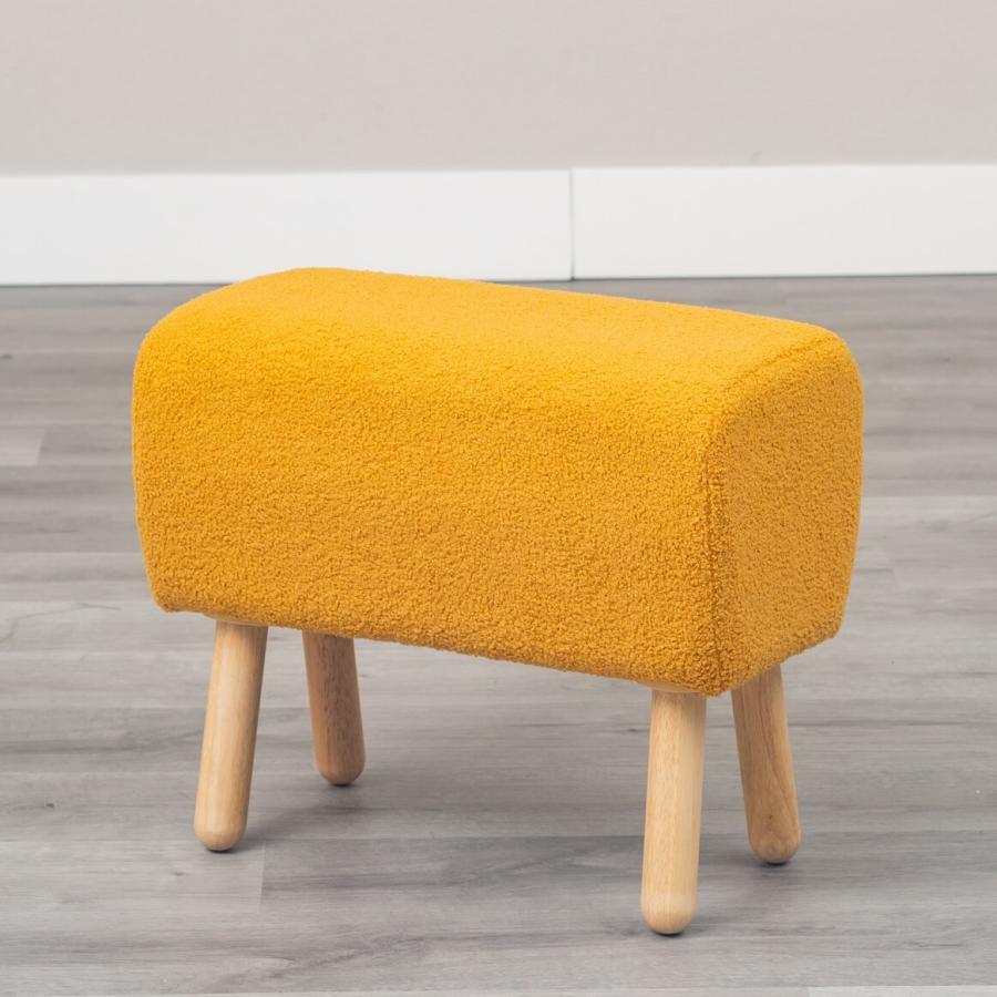 スツール もこもこ ファブリック おしゃれ かわいい オットマン 腰掛け 布張り ボア 玄関チェア 木脚 天然木 コンパクト 省スペース 一人暮らし 子供部屋 | ブランド登録なし | 01