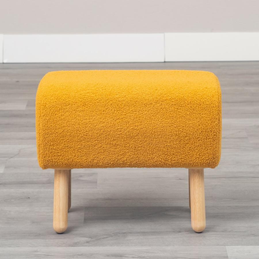 スツール もこもこ ファブリック おしゃれ かわいい オットマン 腰掛け 布張り ボア 玄関チェア 木脚 天然木 コンパクト 省スペース 一人暮らし 子供部屋 | ブランド登録なし | 02