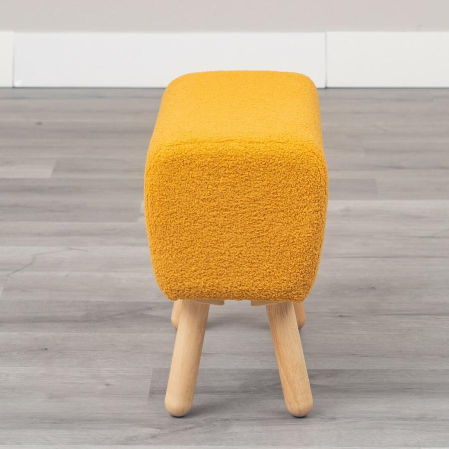 スツール もこもこ ファブリック おしゃれ かわいい オットマン 腰掛け 布張り ボア 玄関チェア 木脚 天然木 コンパクト 省スペース 一人暮らし 子供部屋 | ブランド登録なし | 03