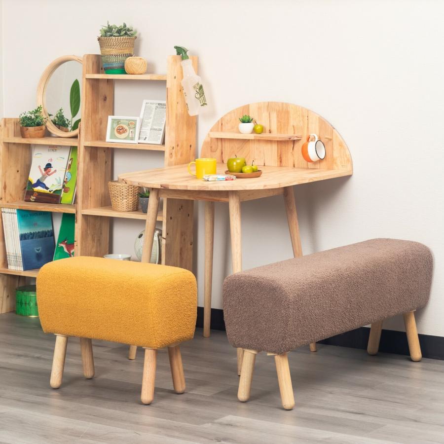 スツール もこもこ ファブリック おしゃれ かわいい オットマン 腰掛け 布張り ボア 玄関チェア 木脚 天然木 コンパクト 省スペース 一人暮らし 子供部屋 | ブランド登録なし | 08