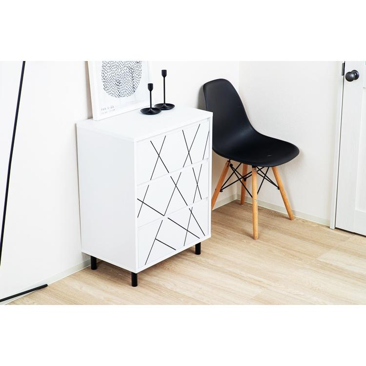 チェスト タンス 3段 箪笥 たんす 引出し収納 幾何学模様 木製 おしゃれ デザイン リビング収納 韓国風 かっこいい ナチュラル ホワイト 北欧 カントリー 白家具 | ブランド登録なし | 16