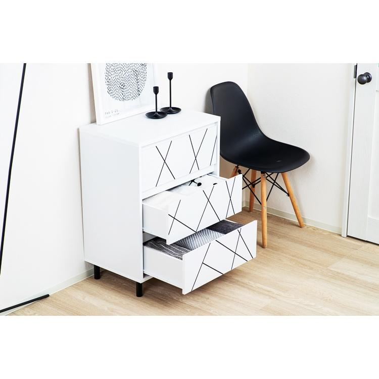 チェスト タンス 3段 箪笥 たんす 引出し収納 幾何学模様 木製 おしゃれ デザイン リビング収納 韓国風 かっこいい ナチュラル ホワイト 北欧 カントリー 白家具 | ブランド登録なし | 17