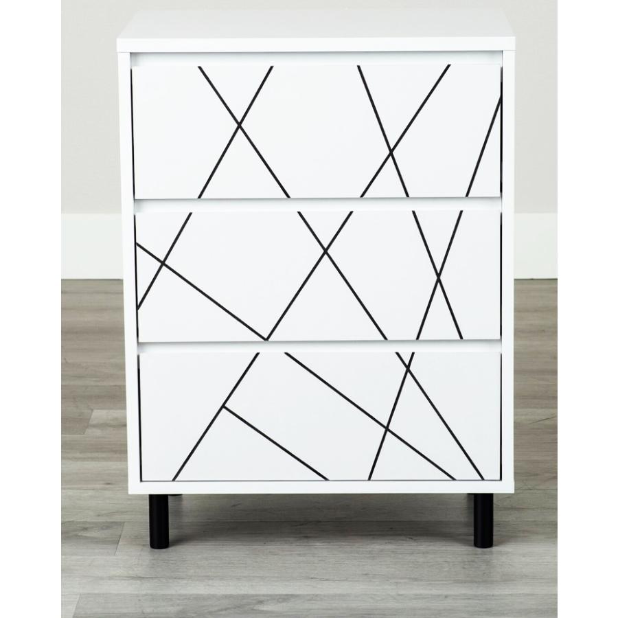 チェスト タンス 3段 箪笥 たんす 引出し収納 幾何学模様 木製 おしゃれ デザイン リビング収納 韓国風 かっこいい ナチュラル ホワイト 北欧 カントリー 白家具 | ブランド登録なし | 03
