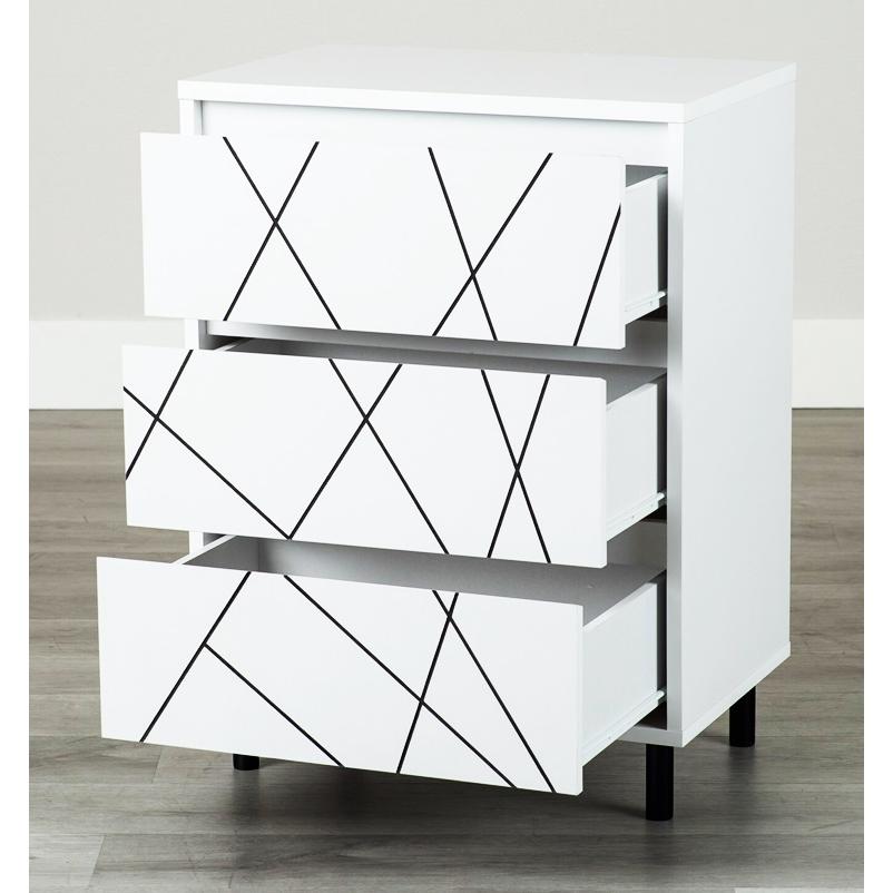 チェスト タンス 3段 箪笥 たんす 引出し収納 幾何学模様 木製 おしゃれ デザイン リビング収納 韓国風 かっこいい ナチュラル ホワイト 北欧 カントリー 白家具 | ブランド登録なし | 04
