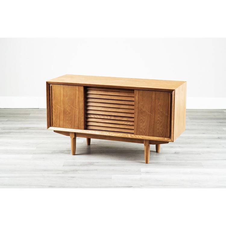 サイドボード コンソール 幅120 リビングボード キャビネット 木製 隠す収納 電話台 FAX台 リビング収納 おしゃれ ルーバー 隠す収納 レトロ ヴィンテージ 北欧 | ブランド登録なし
