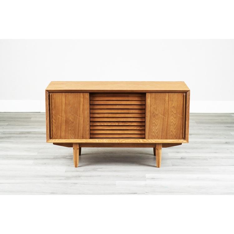 サイドボード コンソール 幅120 リビングボード キャビネット 木製 隠す収納 電話台 FAX台 リビング収納 おしゃれ ルーバー 隠す収納 レトロ ヴィンテージ 北欧 | ブランド登録なし | 01