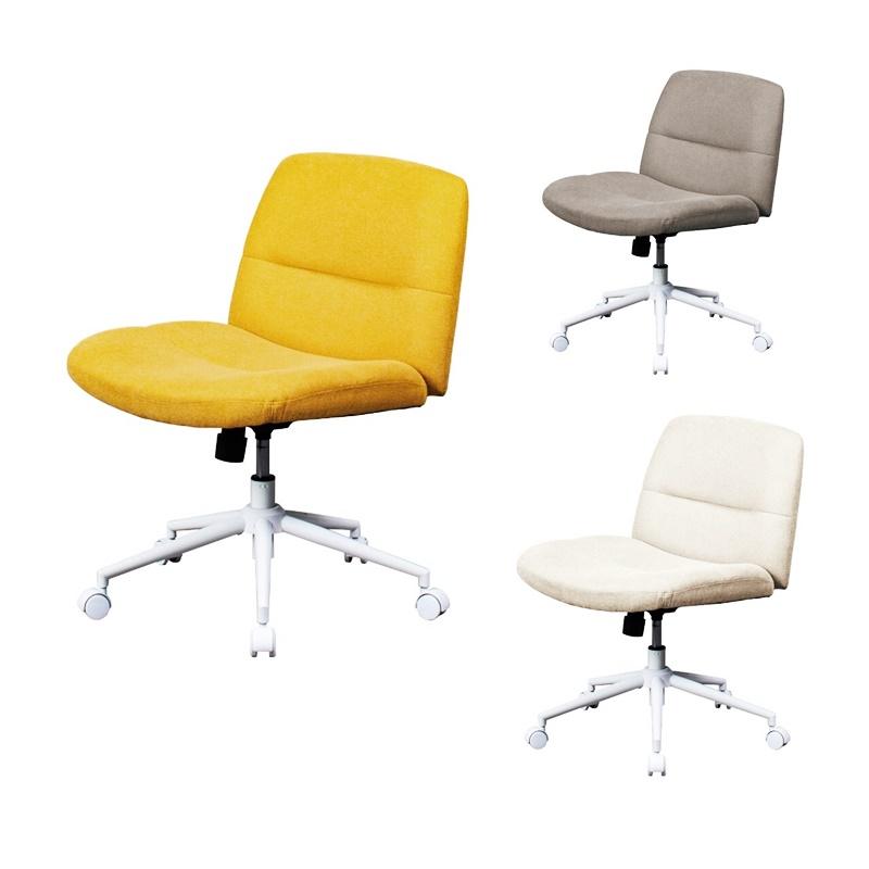 デスクチェア ワイド座面 アームレス 肘無 ファブリック 布張り キャスター付き 回転式 おしゃれ ベージュ グレー イエロー オフィスチェア ワークチェア パソコ | ブランド登録なし