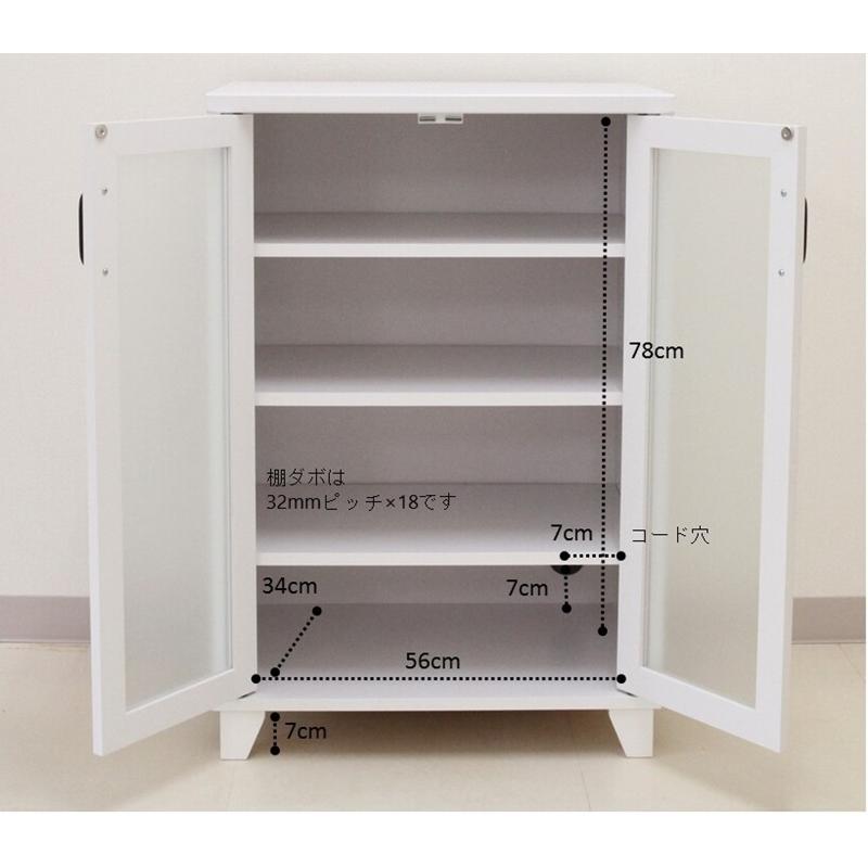 キャビネット 木製 食器棚 ガラスキャビネット 飛散防止 幅60cm キッチン収納 リビングボード 本棚 電話台 ファックス台 FAX台 ラック |  | 02