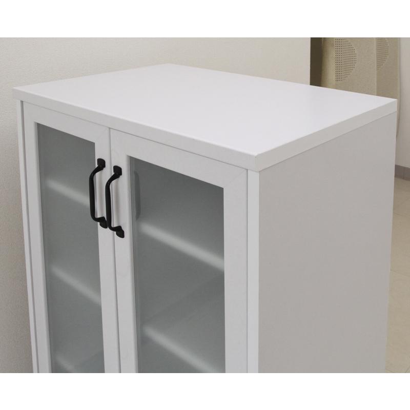 キャビネット 木製 食器棚 ガラスキャビネット 飛散防止 幅60cm キッチン収納 リビングボード 本棚 電話台 ファックス台 FAX台 ラック |  | 03