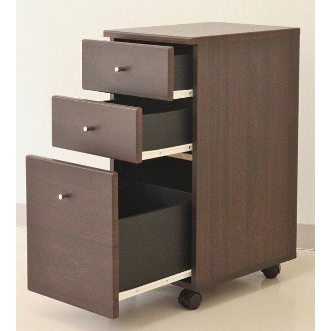 デスクワゴン 単品 ブラウン 幅30cm 木製 サイドワゴン キャスター付き オフィスワゴン チェスト 収納 引き出し おしゃれ 北欧 |  | 01