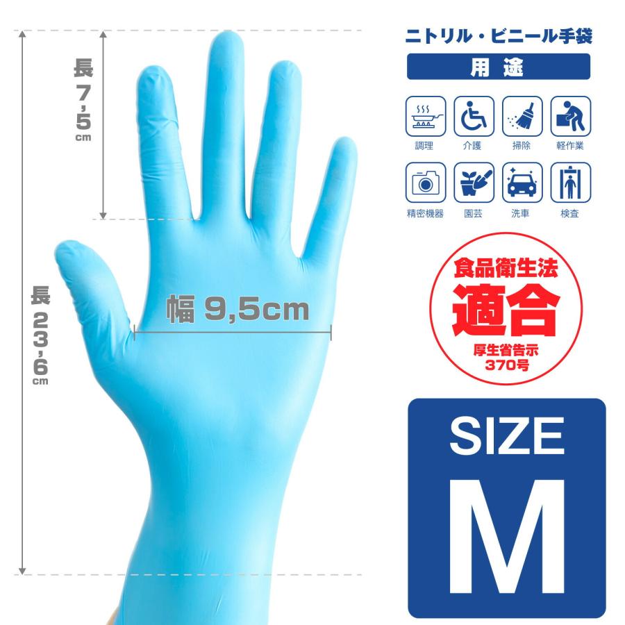 ビニール ニトリル手袋 使い捨てタイプ パウダーフリー ラテックスアレルギーフリー Mサイズ |  | 01
