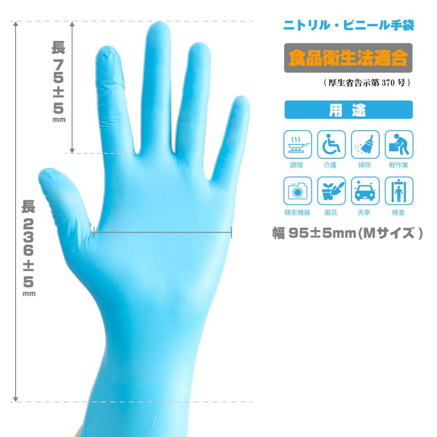 ビニール ニトリル手袋 使い捨てタイプ パウダーフリー ラテックスアレルギーフリー Mサイズ |  | 02