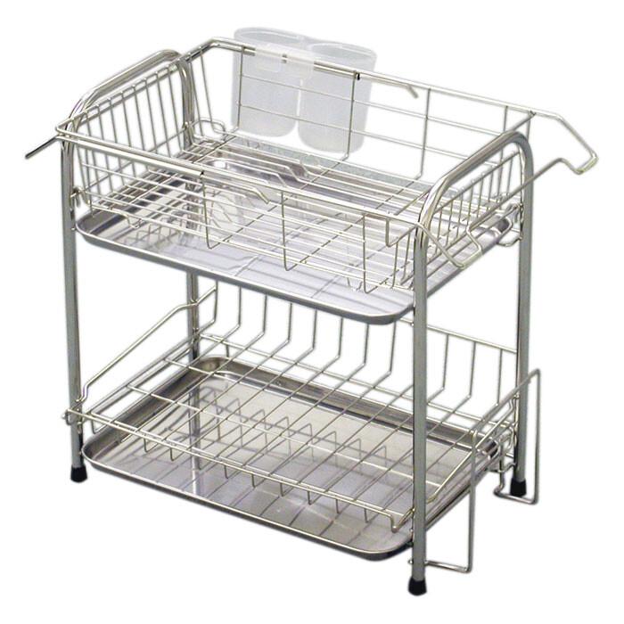 アクアスタイル 2段水切りバスケットスライド式 ワイド 水切りラック 水切りかご シンプルストレージ 水切りかご 水きりラック ディッシュラック | 