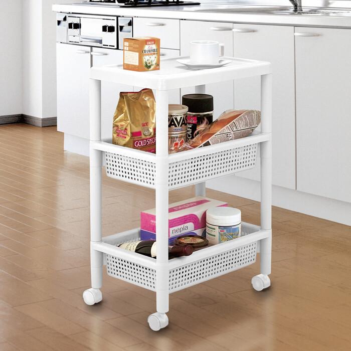 テーブルワゴン キッチンワゴン キャスター付き 隙間収納 サニタリーバスケット おしゃれ ストッカー TW-3S |  | 02