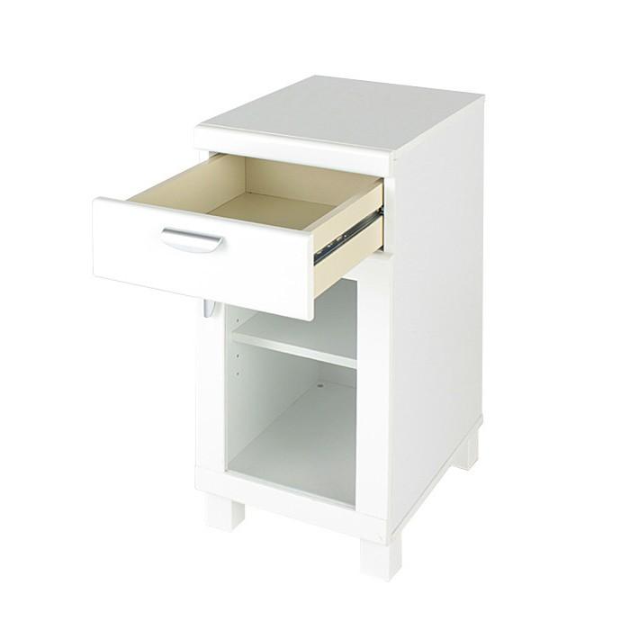 ハイグロス仕上キャビネット 収納家具  白 ホワイト ガラス おしゃれ リビング キッチン 扉 FAX台 プリンター台 収納棚 本棚 ラック 引き出し付き |  | 01