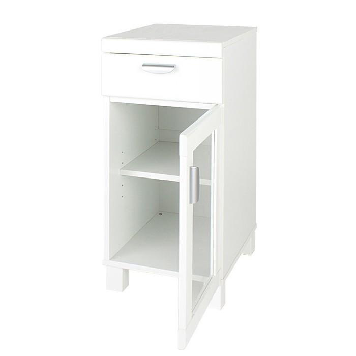 ハイグロス仕上キャビネット 収納家具  白 ホワイト ガラス おしゃれ リビング キッチン 扉 FAX台 プリンター台 収納棚 本棚 ラック 引き出し付き |  | 02