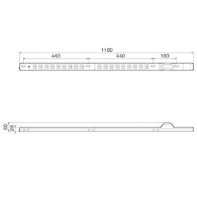 ＦＭ15Ａコンセントバー　19インチラック用　18個口　15Ａ　125Ｖ　安全ブレーカ付　ＭＲ7673　20Ａ