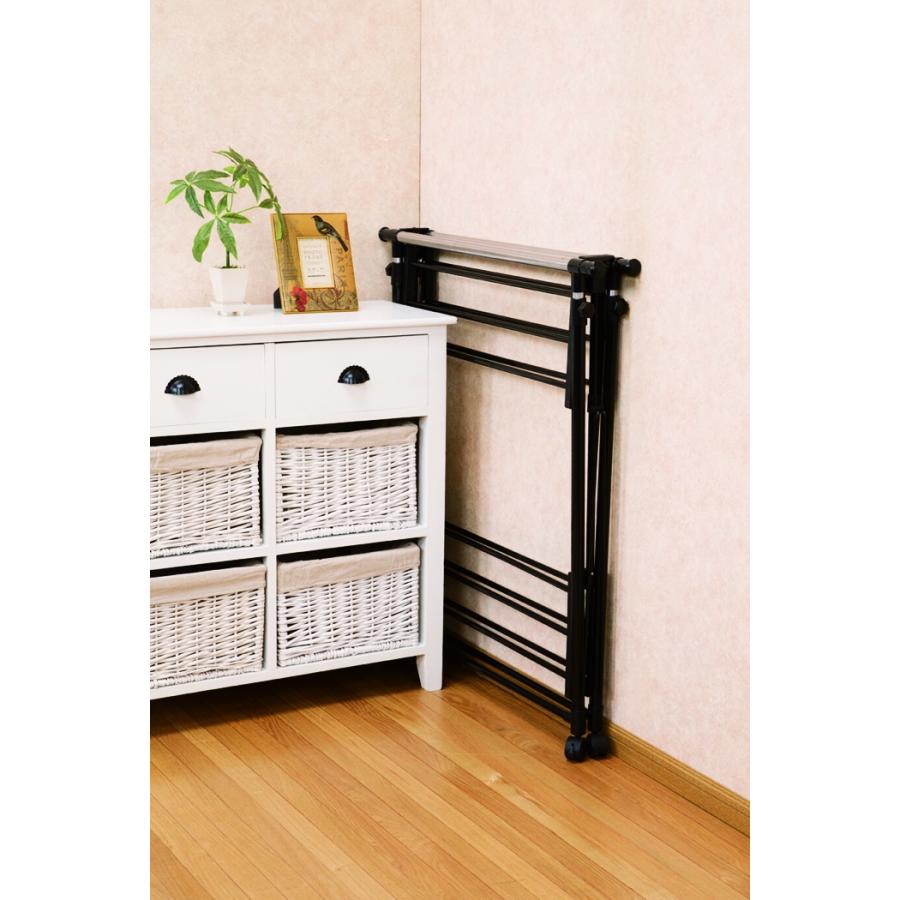 ハンガーラック 折りたたみ 洗濯物 コンパクト 物干し 服収納 ランドリー 部屋干し 大容量 タオル掛け キャスター付き ブラック 折り畳み シンプル スタンダード | ブランド登録なし | 10