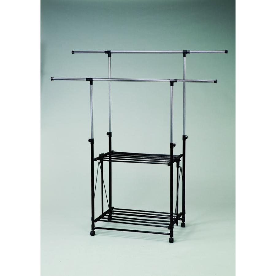 ハンガーラック 折りたたみ 洗濯物 コンパクト 物干し 服収納 ランドリー 部屋干し 大容量 タオル掛け キャスター付き ブラック 折り畳み シンプル スタンダード | ブランド登録なし | 01