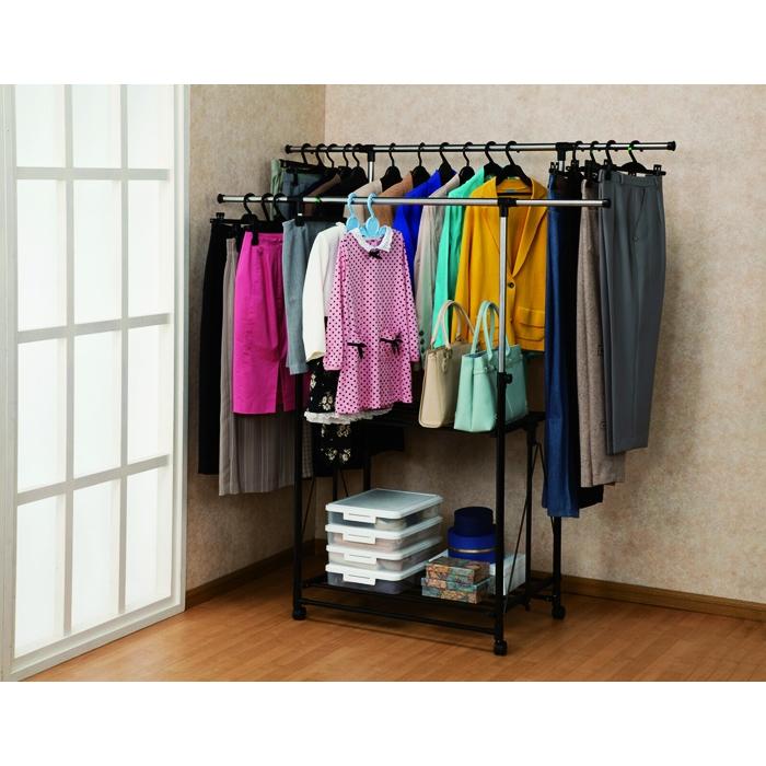 ハンガーラック 折りたたみ 洗濯物 コンパクト 物干し 服収納 ランドリー 部屋干し 大容量 タオル掛け キャスター付き ブラック 折り畳み シンプル スタンダード | ブランド登録なし | 02