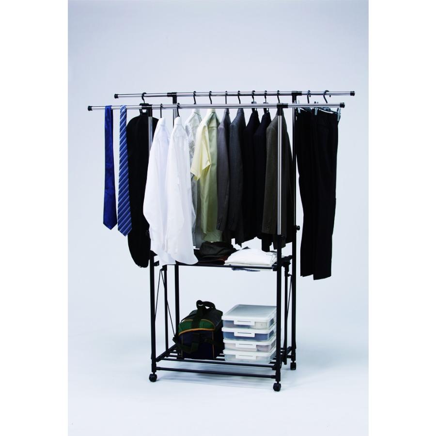 ハンガーラック 折りたたみ 洗濯物 コンパクト 物干し 服収納 ランドリー 部屋干し 大容量 タオル掛け キャスター付き ブラック 折り畳み シンプル スタンダード | ブランド登録なし | 04