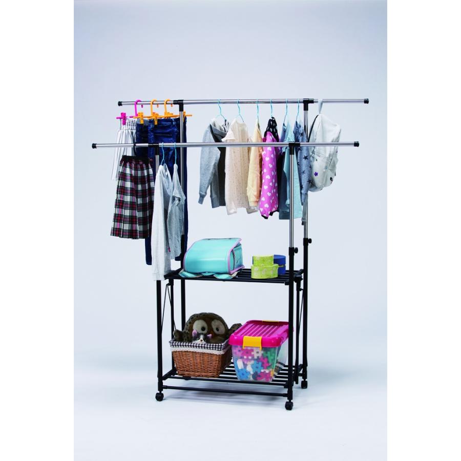 ハンガーラック 折りたたみ 洗濯物 コンパクト 物干し 服収納 ランドリー 部屋干し 大容量 タオル掛け キャスター付き ブラック 折り畳み シンプル スタンダード | ブランド登録なし | 05