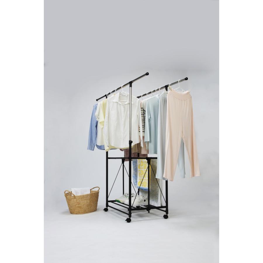 ハンガーラック 折りたたみ 洗濯物 コンパクト 物干し 服収納 ランドリー 部屋干し 大容量 タオル掛け キャスター付き ブラック 折り畳み シンプル スタンダード | ブランド登録なし | 06