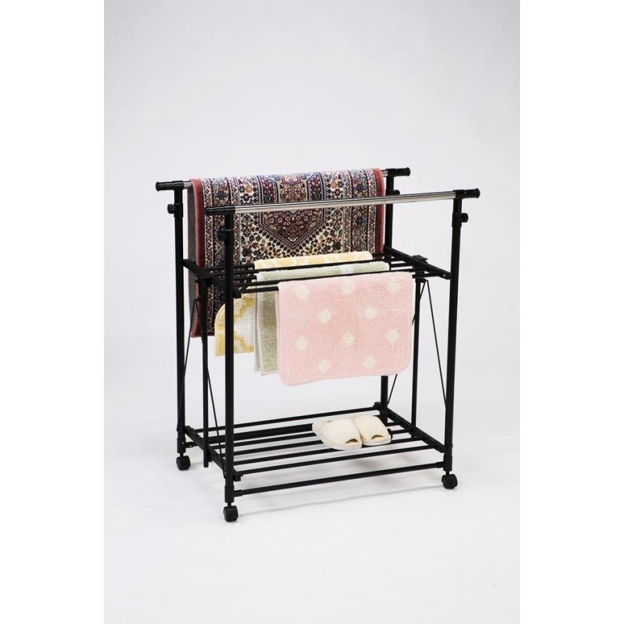 ハンガーラック 折りたたみ 洗濯物 コンパクト 物干し 服収納 ランドリー 部屋干し 大容量 タオル掛け キャスター付き ブラック 折り畳み シンプル スタンダード | ブランド登録なし | 07