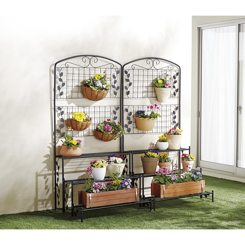 フェンス付きフラワースタンド3段2個組 花台 ガーデンスタンド プランター台 プランダー置き フラワー台 エクステリア ガーデニング お花屋 カフェ Xd199a9hd0 Www Ina Hn