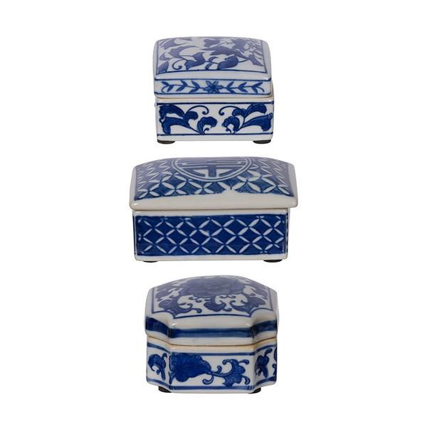 陶器の蓋付きボックス 3点セット 小物入れ 小物収納 整理整頓 卓上 机上 収納ケース 収納ボックス |  | 01