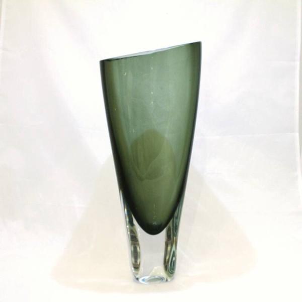 正規取扱店舗 ガラス モダンフラワーベース アースカラースモークグリーン花瓶 FC-2052-A おしゃれ 玄関 リビング ガーデンファニチャー