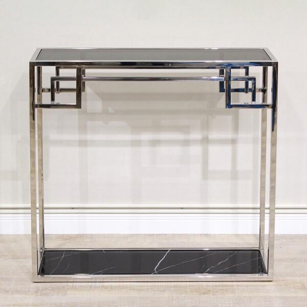 ガラス×大理石 コンソールテーブル シルバー 収納 オープンラック EH-154-S アンティーク おしゃれ 高級感 飾り棚 リビング 玄関 |  | 01