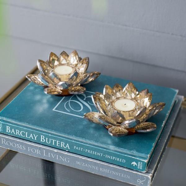 クリスタルキャンドルホルダー ゴールド 2個セット AN-76698 おしゃれ 高級感 アンティーク エレガント ロウソク立て | 