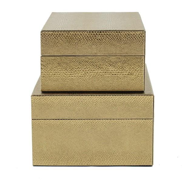 レザーボックス ゴールド 2個セット AN-82451 小物入れ 小物収納 整理整頓 卓上 机上 収納ケース 収納ボックス |  | 05
