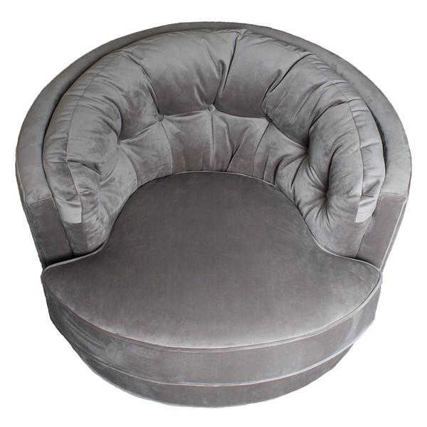 回転式 一人掛けソファ グレー ラグジュアリー 円形 EH-189-1 1人掛