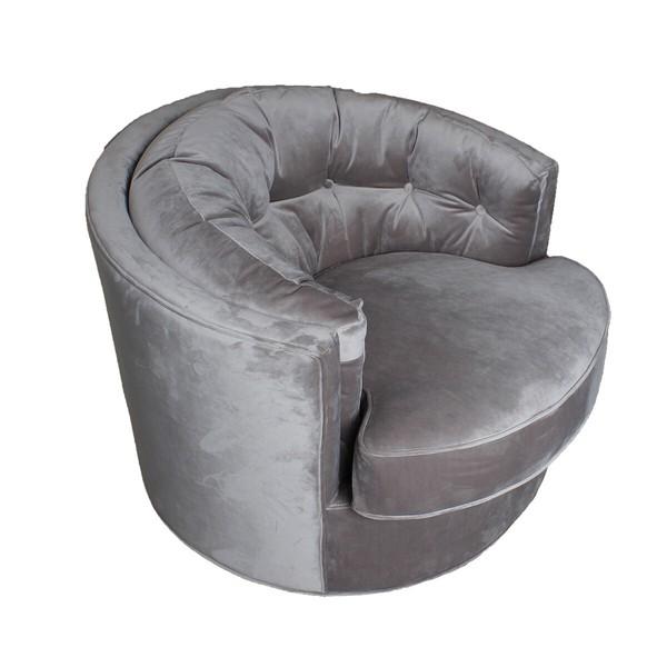 回転式 一人掛けソファ グレー ラグジュアリー 円形 EH-189-1 1人掛